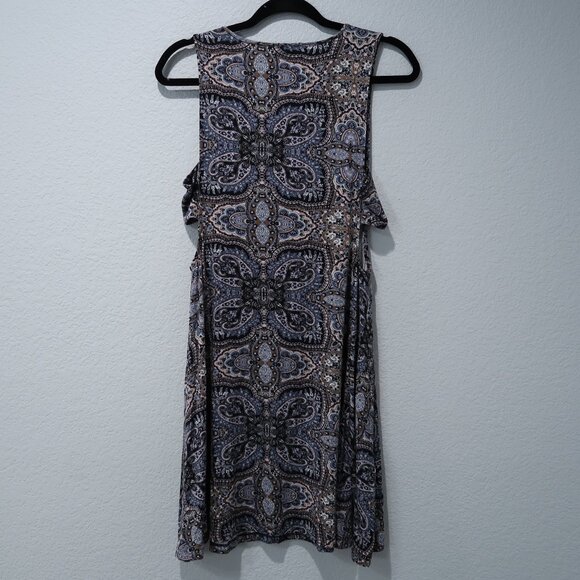 American Eagle Soft & Sexy Swing Dress Womens Midi Paisley Side Cut Outs Boho M - Picture 6 of 15